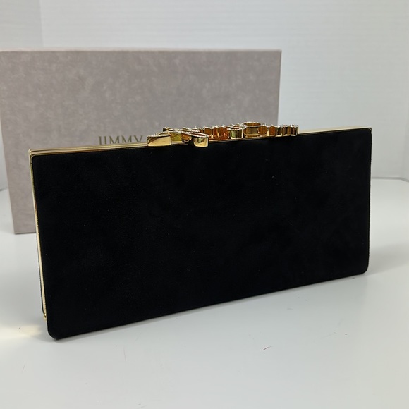 JIMMY CHOO SUEDE CELESTE WITH JIMMY CHOO CRYSTAL CLASP CLUTCH - Picture 6 of 13